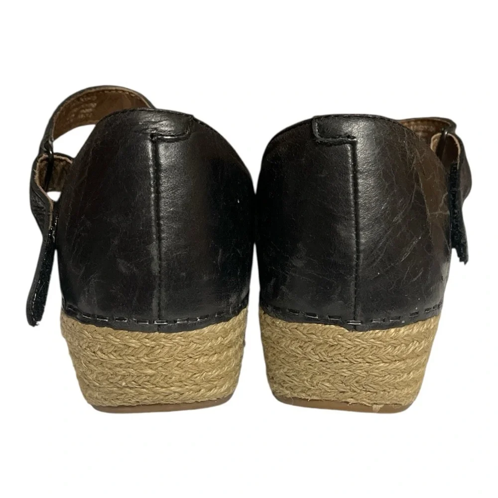 Dansko Jute Mary Jane Black Leather Clog Shoes - Picture 4 of 7
